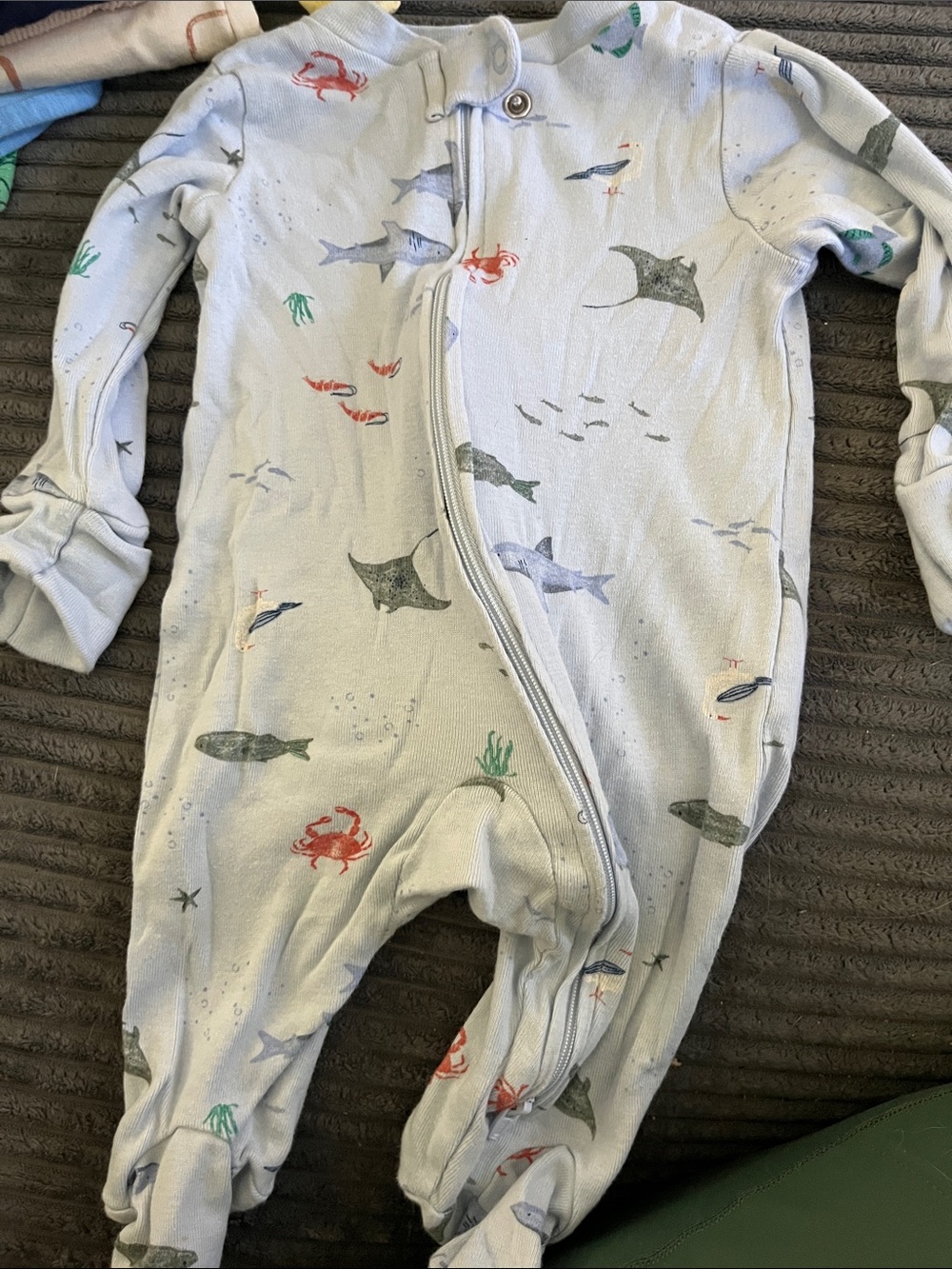 Carter's Light Blue Ocean Animal Footed One-Piece